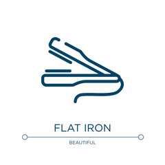 Flat iron icon. Linear vector illustration from beauty salon collection. Outline flat iron icon vector. Thin line symbol for use on web and mobile apps, logo, print media.