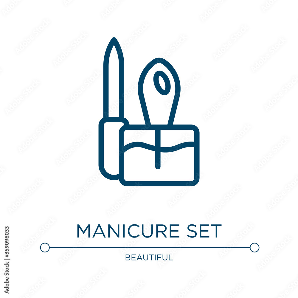 Poster manicure set icon. linear vector illustration from pretty collection. outline manicure set icon vect