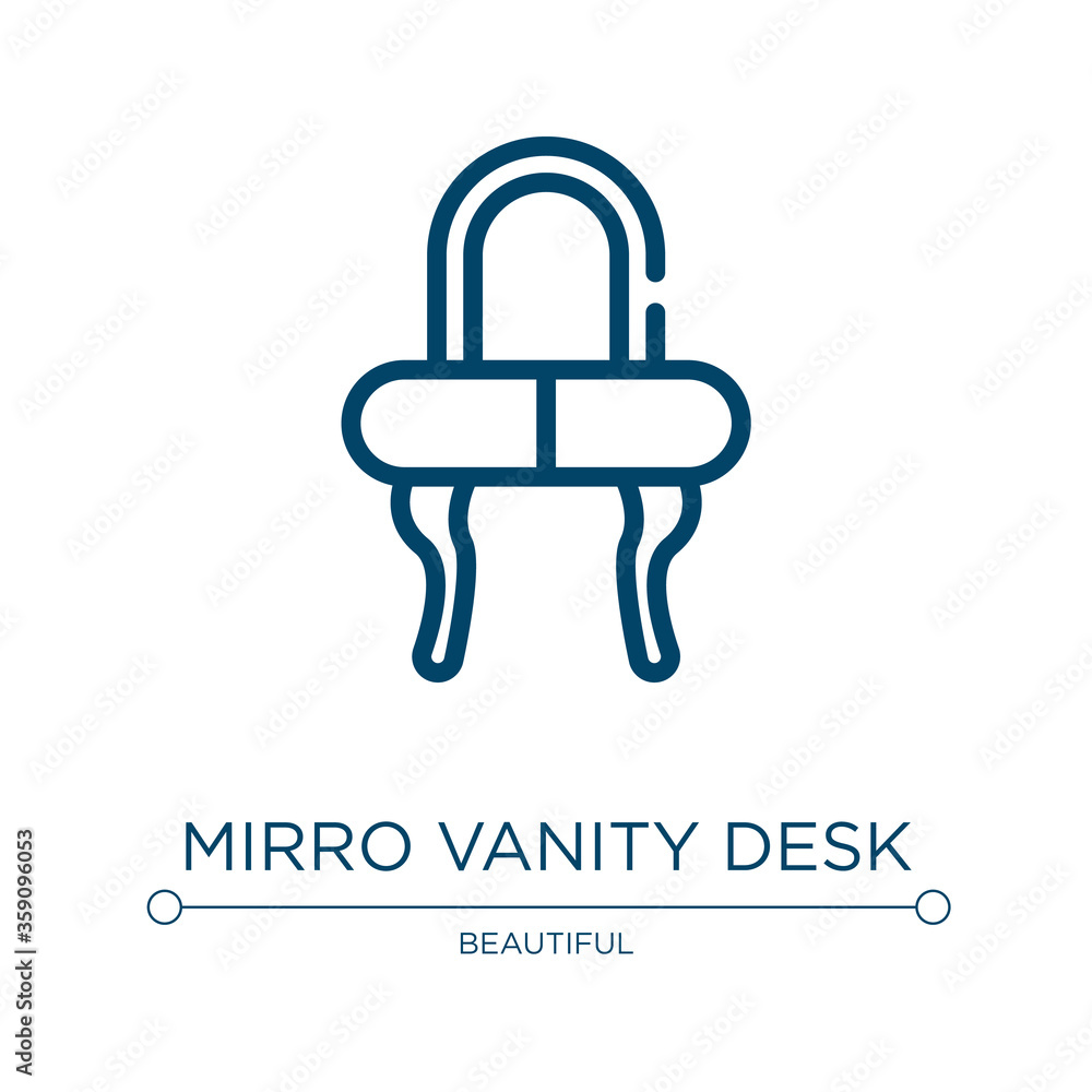 Poster mirrored vanity desk icon. linear vector illustration from pretty collection. outline mirrored vanit