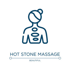 Hot stone massage icon. Linear vector illustration from pretty collection. Outline hot stone massage icon vector. Thin line symbol for use on web and mobile apps, logo, print media.