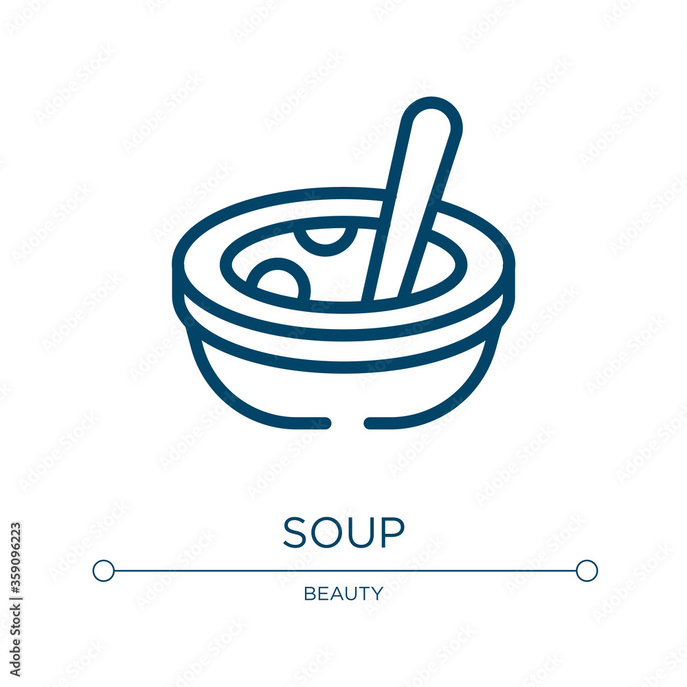 Poster soup icon. linear vector illustration from therapy collection. outline soup icon vector. thin line s