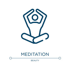 Meditation icon. Linear vector illustration from therapy collection. Outline meditation icon vector. Thin line symbol for use on web and mobile apps, logo, print media.