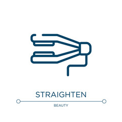 Straighten icon. Linear vector illustration from hairdressing and barber collection. Outline straighten icon vector. Thin line symbol for use on web and mobile apps, logo, print media.