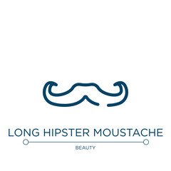 Long hipster moustache icon. Linear vector illustration from beauty collection. Outline long hipster moustache icon vector. Thin line symbol for use on web and mobile apps, logo, print media.