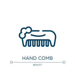 Hand comb icon. Linear vector illustration from beauty collection. Outline hand comb icon vector. Thin line symbol for use on web and mobile apps, logo, print media.