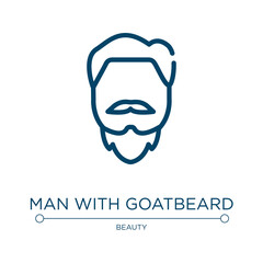Man with goatbeard icon. Linear vector illustration from beauty collection. Outline man with goatbeard icon vector. Thin line symbol for use on web and mobile apps, logo, print media.