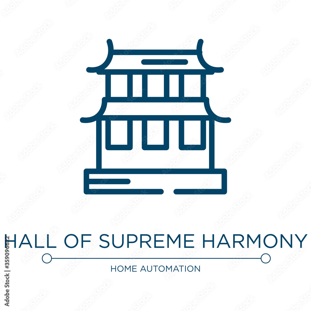 Poster hall of supreme harmony icon. linear vector illustration from linear monuments collection. outline h