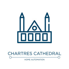 Obraz premium Chartres cathedral icon. Linear vector illustration from linear monuments collection. Outline chartres cathedral icon vector. Thin line symbol for use on web and mobile apps, logo, print media.