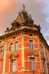Fototapeta na wymiar Architecture of the main street of Kosice, eastern Slovakia.