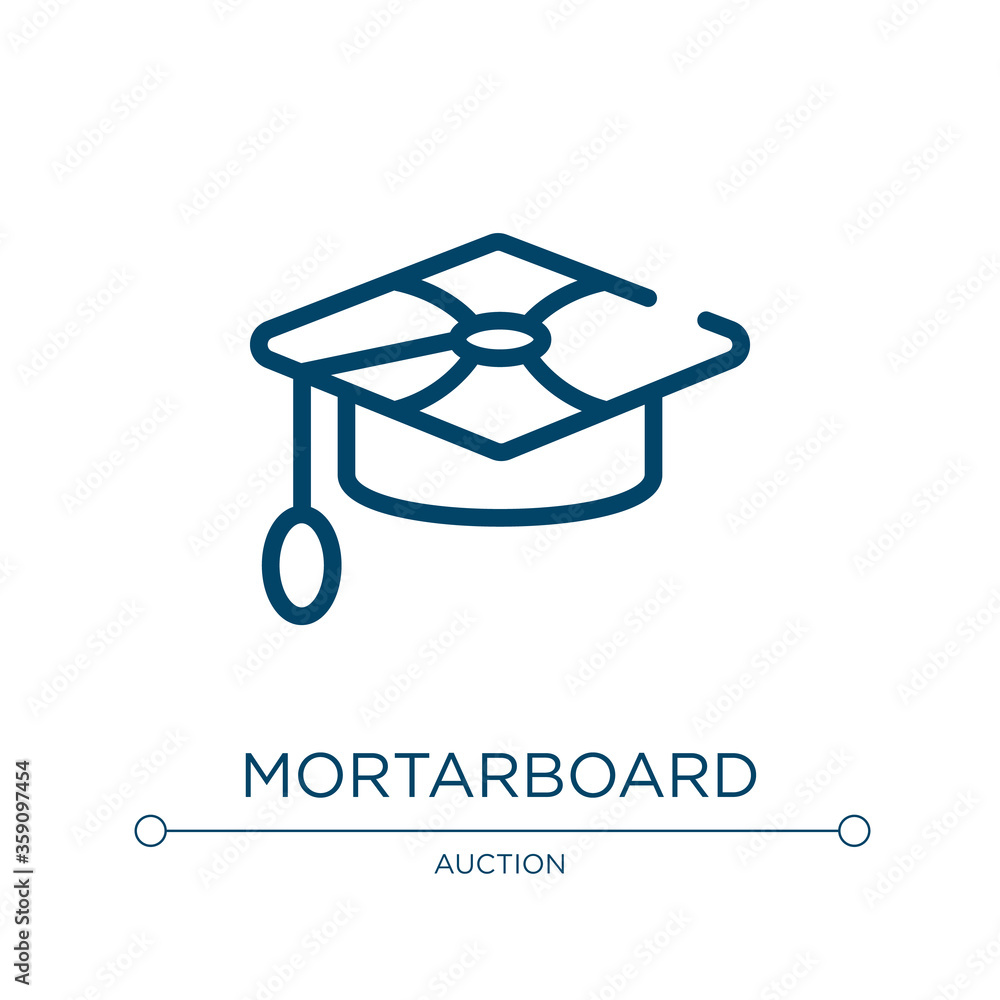 Poster mortarboard icon. linear vector illustration from business administration collection. outline mortar