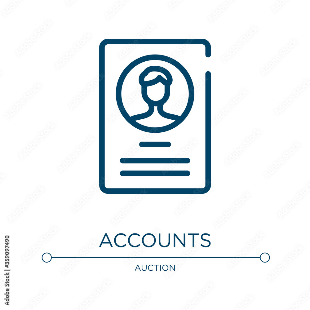 Poster accounts icon. linear vector illustration from business collection. outline accounts icon vector. th