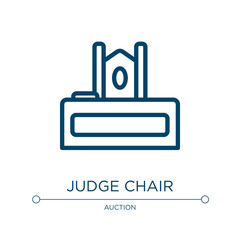 Judge chair icon. Linear vector illustration from law & justice collection. Outline judge chair icon vector. Thin line symbol for use on web and mobile apps, logo, print media.