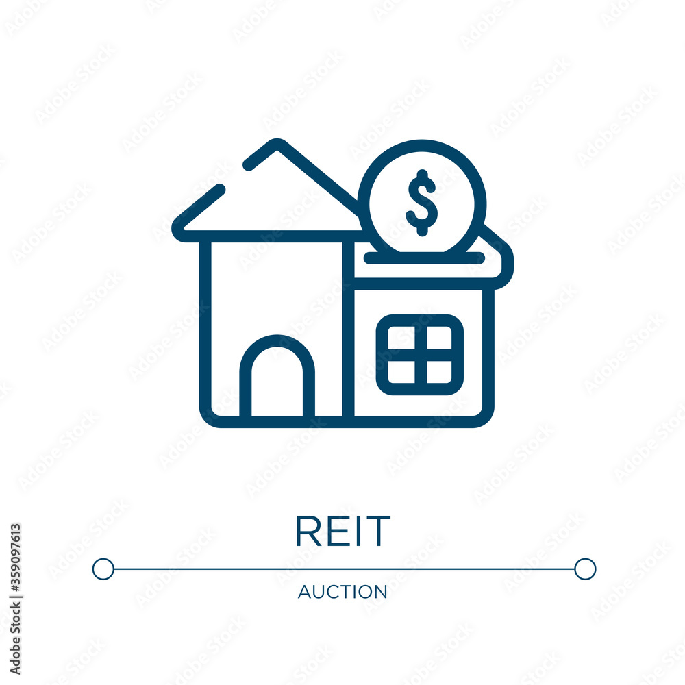 Poster reit icon. linear vector illustration from investing collection. outline reit icon vector. thin line