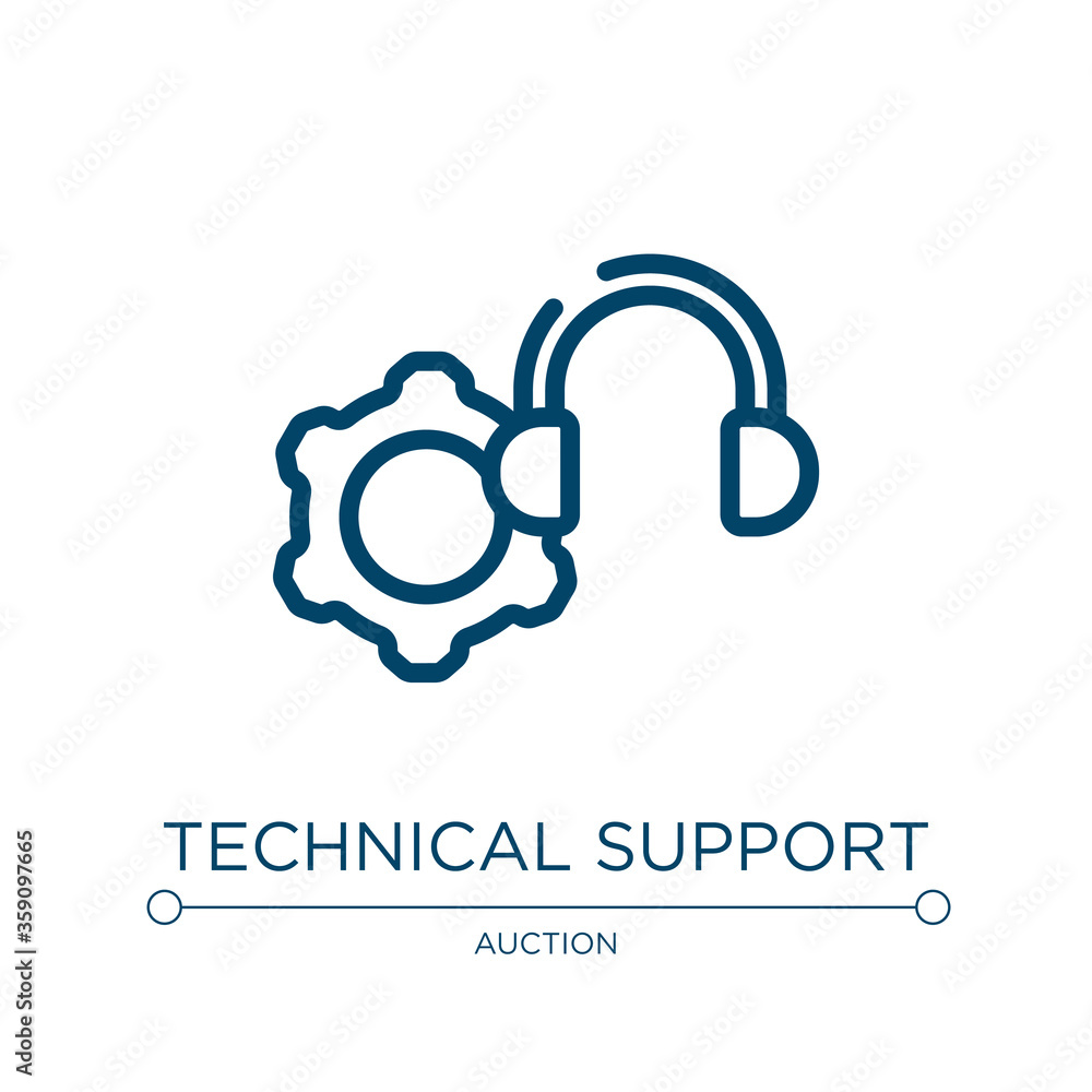 Aufkleber technical support icon. linear vector illustration from seo and business collection. outline technic
