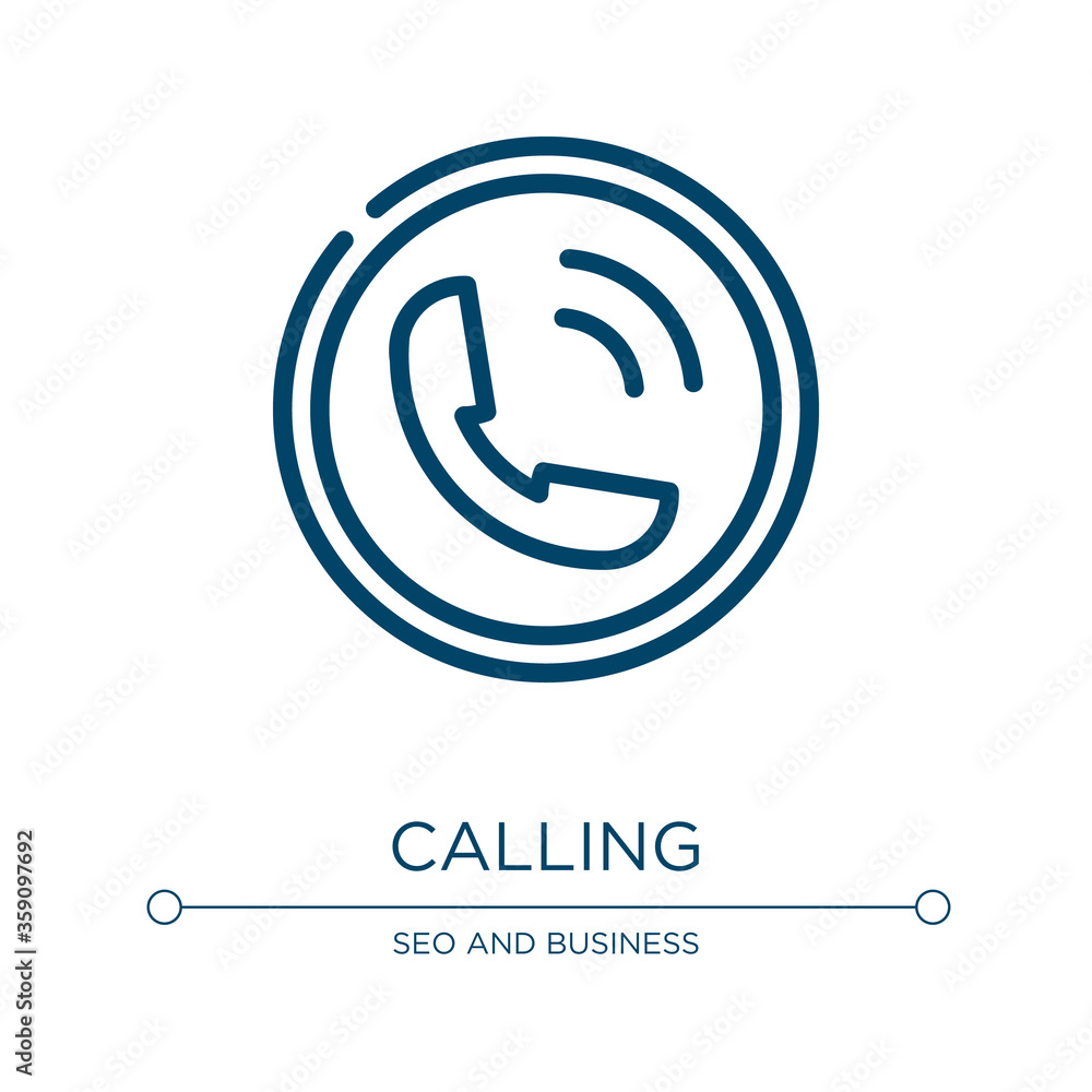 Poster calling icon. linear vector illustration from strategy and management collection. outline calling ic