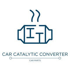 Car catalytic converter icon. Linear vector illustration from car parts collection. Outline car catalytic converter icon vector. Thin line symbol for use on web and mobile apps, logo, print media.