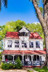 Building and nature of the historic city of Paramaribo, Suriname. The historic inner city of...