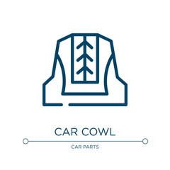 Car cowl icon. Linear vector illustration from car parts collection. Outline car cowl icon vector. Thin line symbol for use on web and mobile apps, logo, print media.
