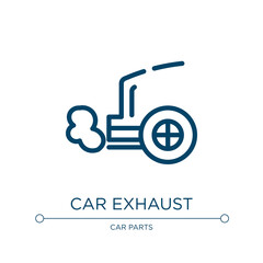 Car exhaust icon. Linear vector illustration from car parts collection. Outline car exhaust icon vector. Thin line symbol for use on web and mobile apps, logo, print media.