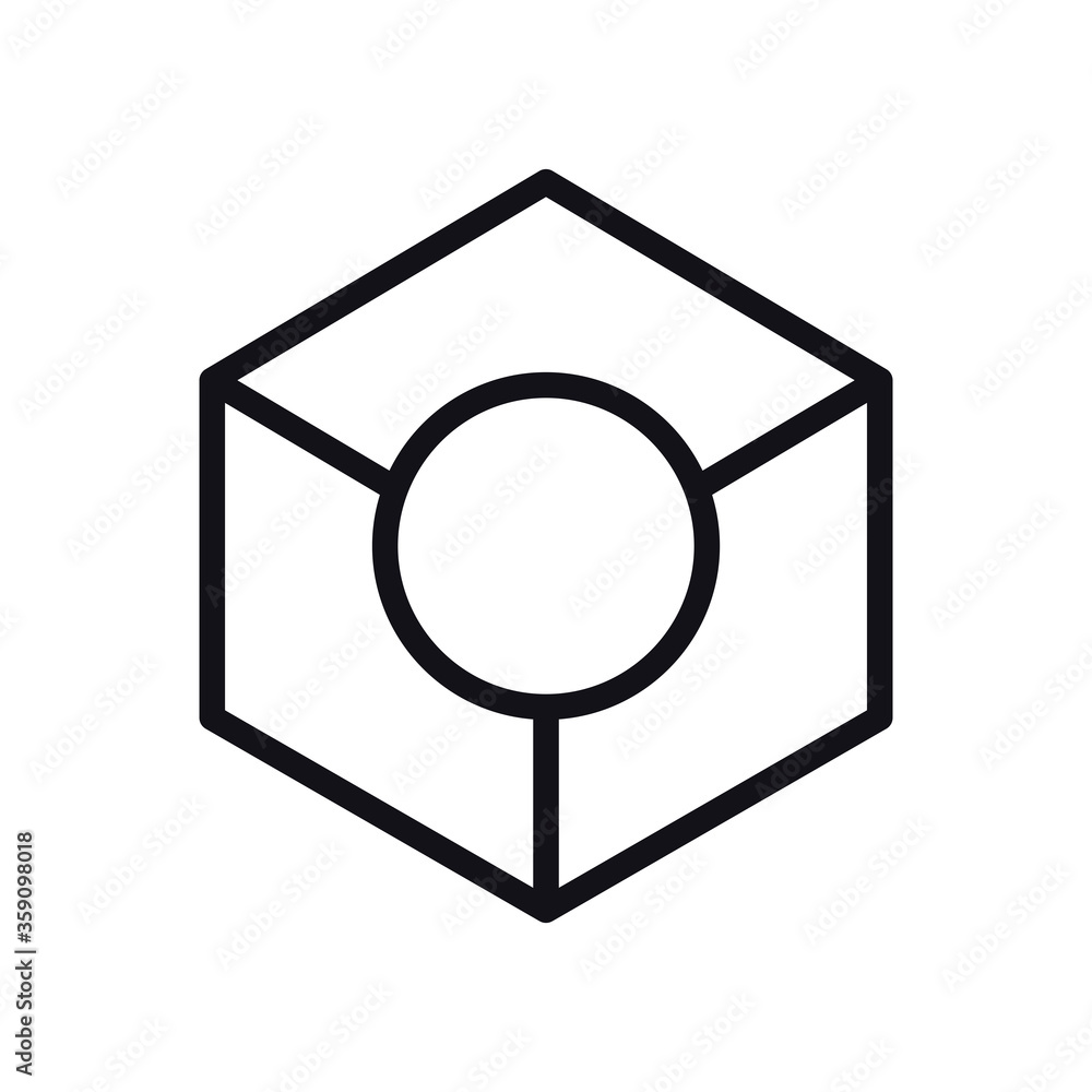 Poster geometric and abstract 3d cube line style icon vector design