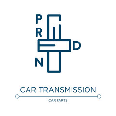 Car transmission icon. Linear vector illustration from car parts collection. Outline car transmission icon vector. Thin line symbol for use on web and mobile apps, logo, print media.