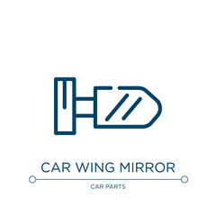Obraz premium Car wing mirror icon. Linear vector illustration from car parts collection. Outline car wing mirror icon vector. Thin line symbol for use on web and mobile apps, logo, print media.