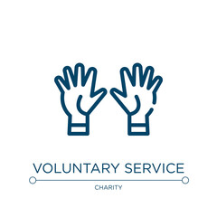 Voluntary service icon. Linear vector illustration from charity collection. Outline voluntary service icon vector. Thin line symbol for use on web and mobile apps, logo, print media.