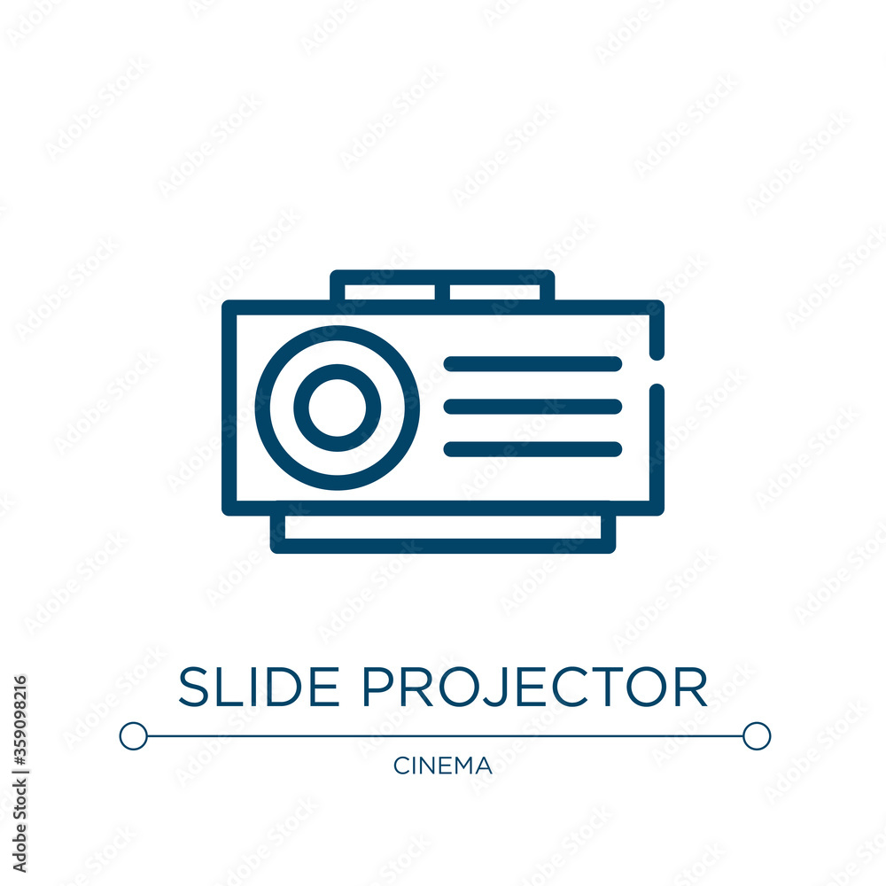 Poster slide projector icon. linear vector illustration from cinema collection. outline slide projector ico