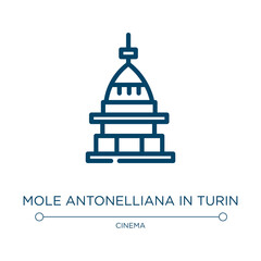 Mole antonelliana in turin icon. Linear vector illustration from cinema collection. Outline mole antonelliana in turin icon vector. Thin line symbol for use on web and mobile apps, logo, print media.