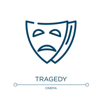 Tragedy icon. Linear vector illustration from cinema collection. Outline tragedy icon vector. Thin line symbol for use on web and mobile apps, logo, print media.