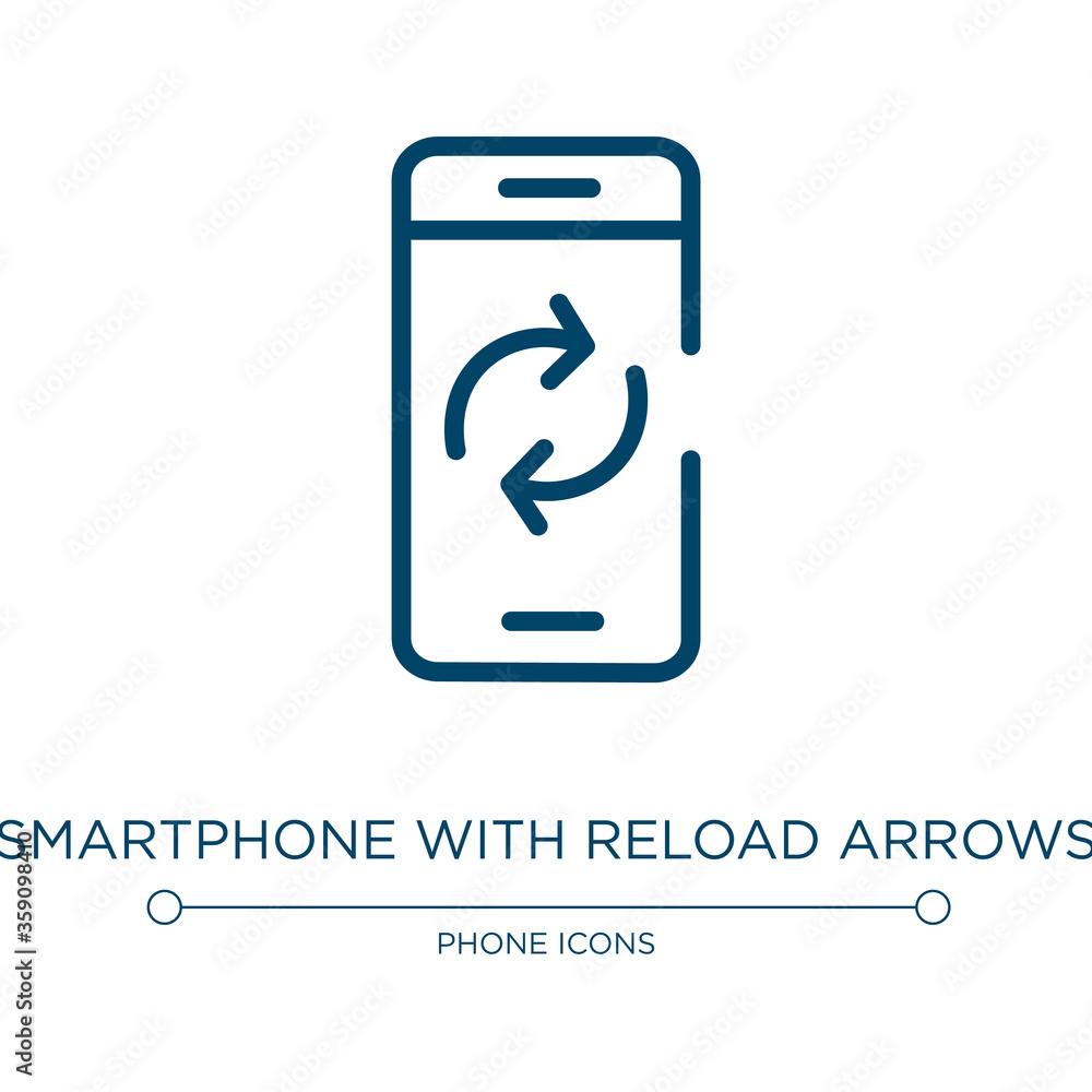 Poster smartphone with reload arrows icon. linear vector illustration from phone icons collection. outline 