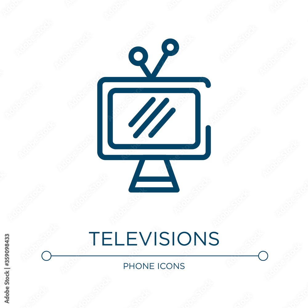 Poster televisions icon. linear vector illustration from communication and media collection. outline televi