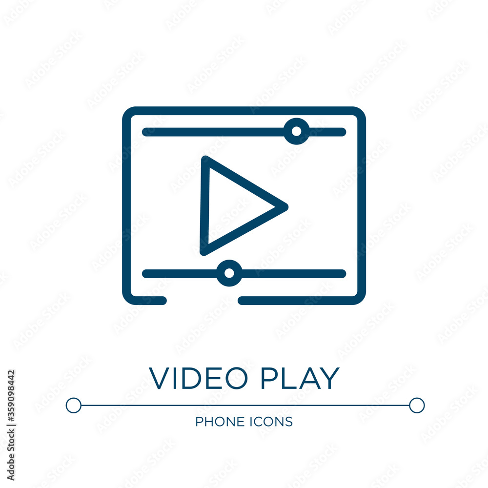 Poster video play icon. linear vector illustration from communication and media collection. outline video p