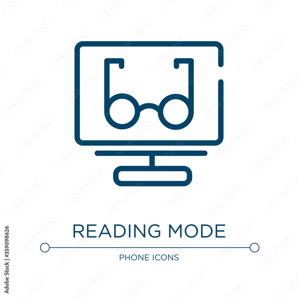 Poster reading mode icon. linear vector illustration from responsive design collection. outline reading mod