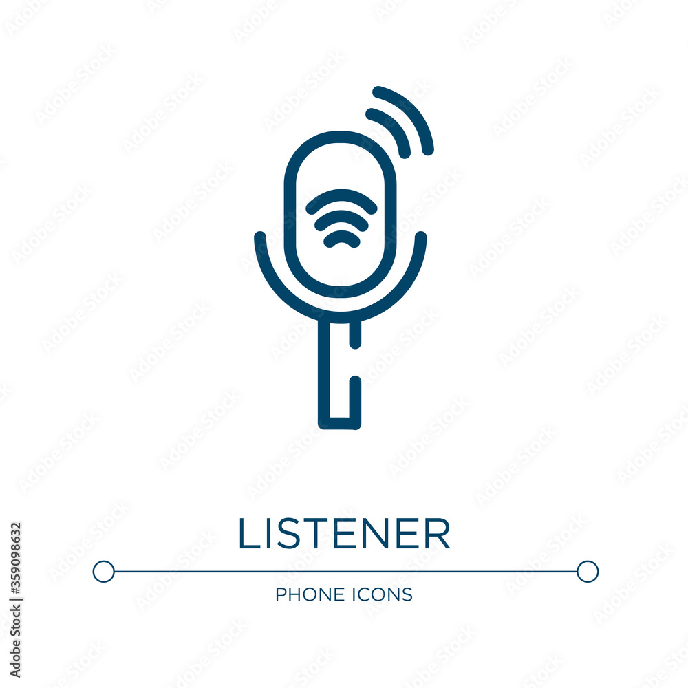 Poster Listener icon. Linear vector illustration from radio collection. Outline listener icon vector. Thin line symbol for use on web and mobile apps, logo, print media.