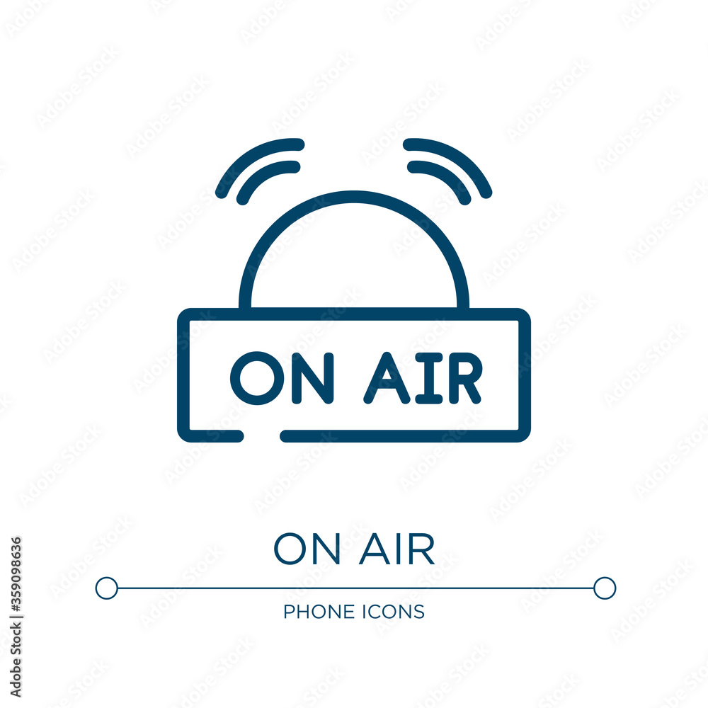 Poster on air icon. linear vector illustration from radio collection. outline on air icon vector. thin line