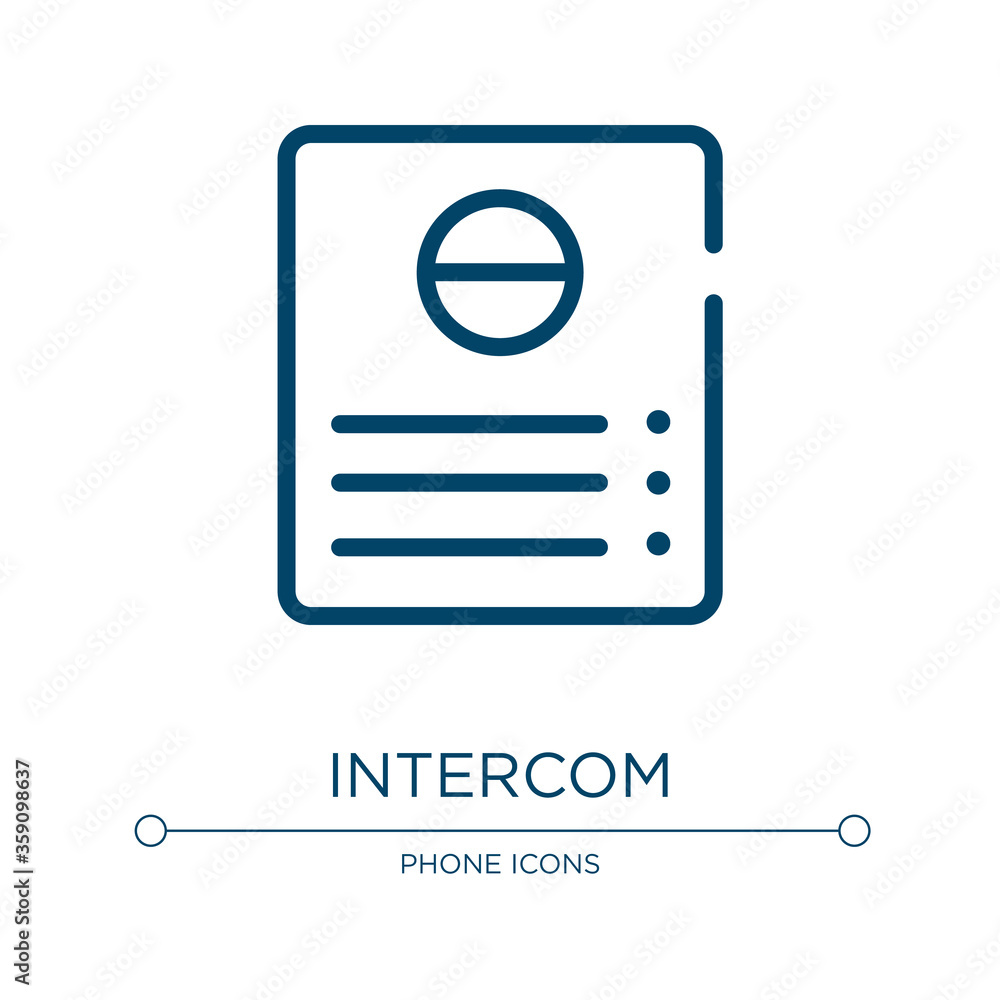 Poster intercom icon. linear vector illustration from communication collection. outline intercom icon vecto