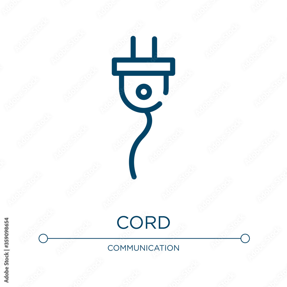 Poster cord icon. linear vector illustration from communication collection. outline cord icon vector. thin 