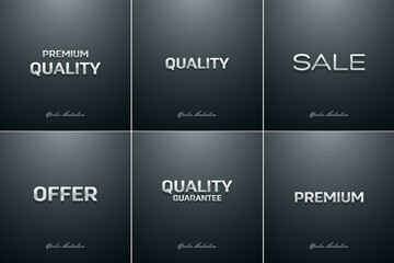collection of vector commercial banners for retail, 3d metallic style on black background