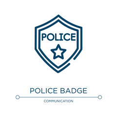 Obraz premium Police badge icon. Linear vector illustration from emergency services collection. Outline police badge icon vector. Thin line symbol for use on web and mobile apps, logo, print media.