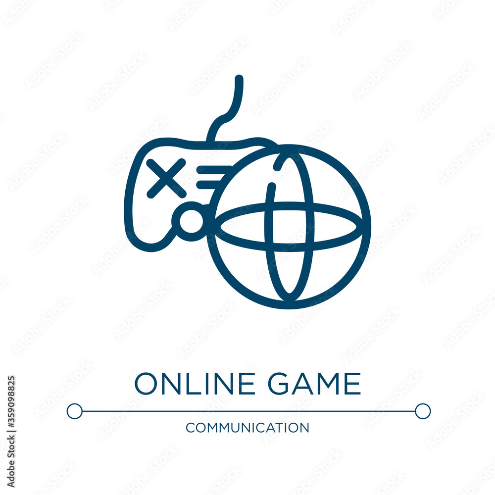 Poster online game icon. linear vector illustration from mobile network collection. outline online game ico