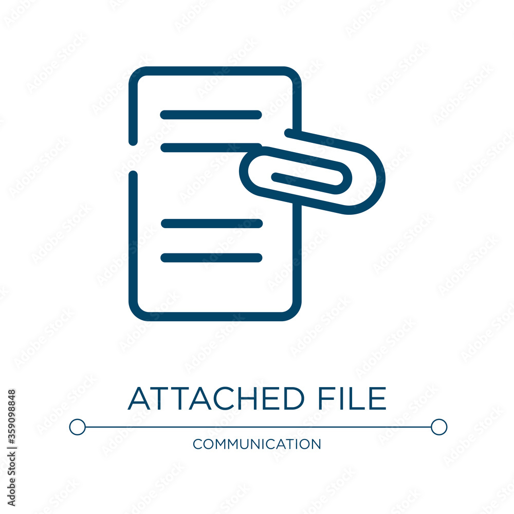 Poster attached file icon. linear vector illustration from email collection. outline attached file icon vec