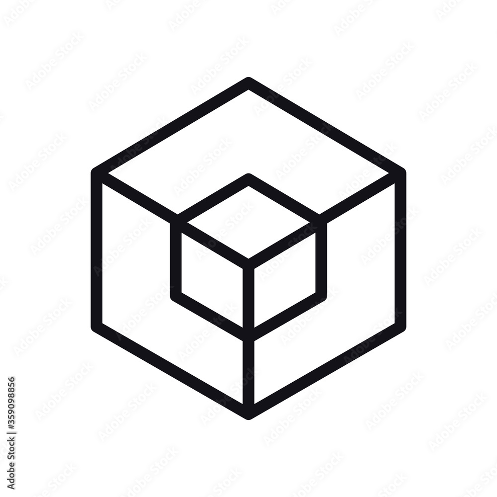 Poster geometric and abstract 3d cube line style icon vector design