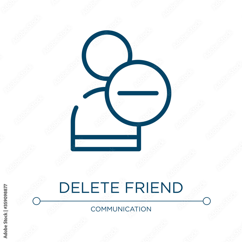 Poster delete friend icon. linear vector illustration from notification collection. outline delete friend i
