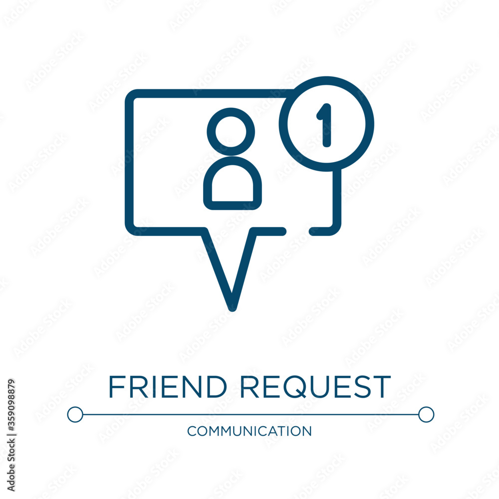 Poster friend request icon. linear vector illustration from notification collection. outline friend request