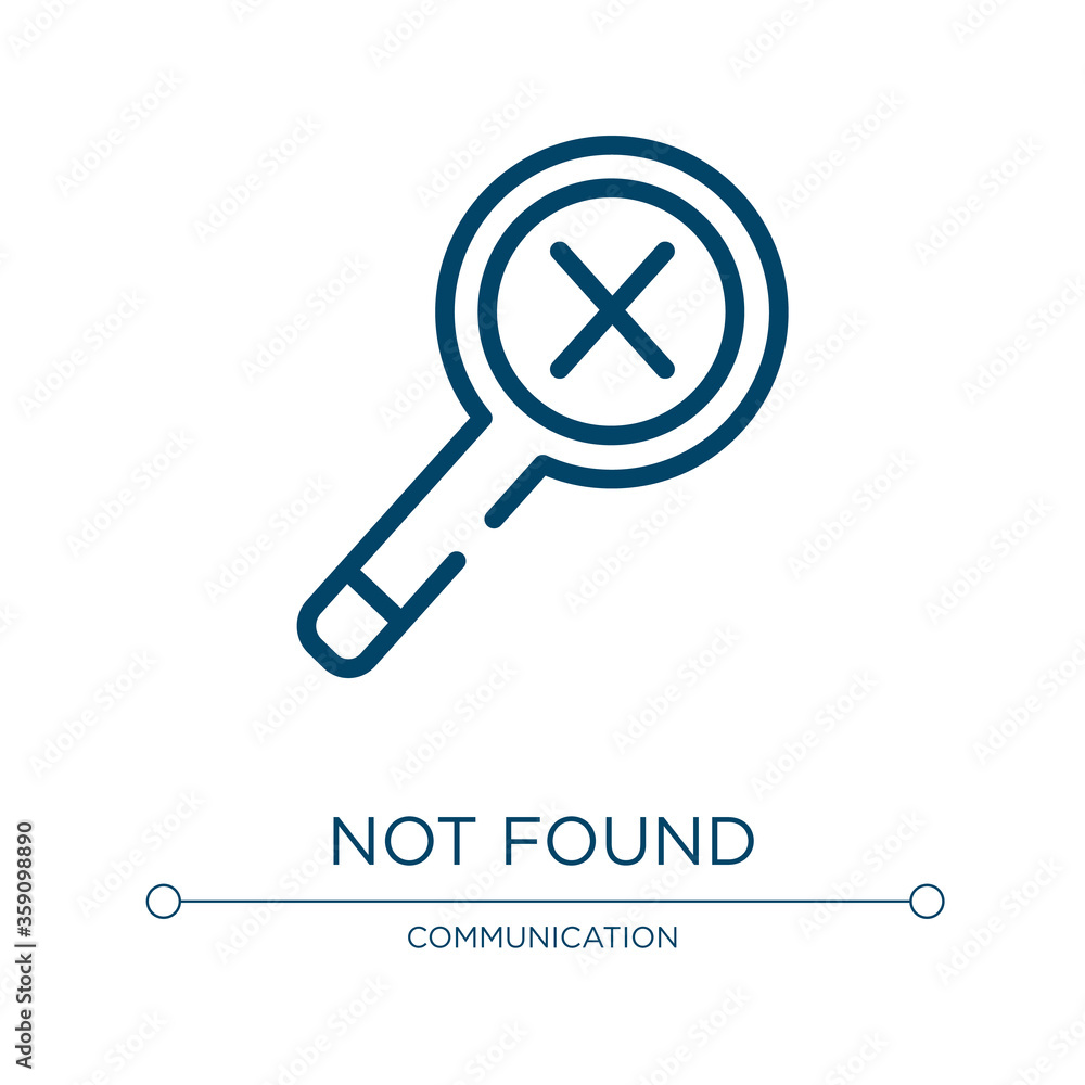 Aufkleber not found icon. linear vector illustration from notification collection. outline not found icon vect