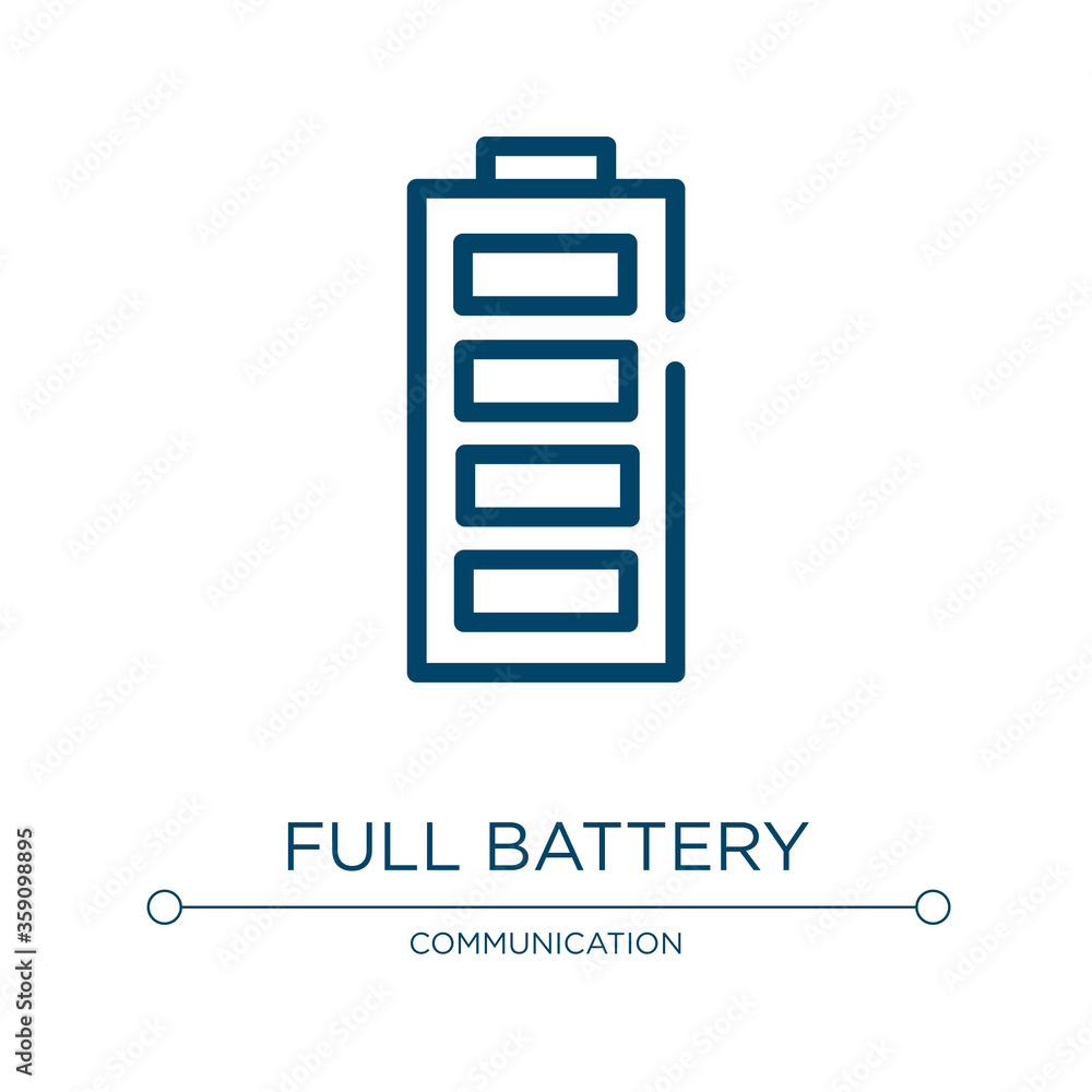 Poster full battery icon. linear vector illustration from notification collection. outline full battery ico