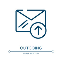 Outgoing icon. Linear vector illustration from post office collection. Outline outgoing icon vector. Thin line symbol for use on web and mobile apps, logo, print media.