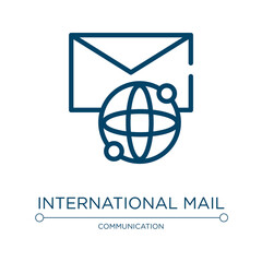 International mail icon. Linear vector illustration from post office collection. Outline international mail icon vector. Thin line symbol for use on web and mobile apps, logo, print media.