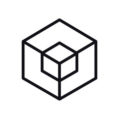 geometric and abstract 3d cube line style icon vector design